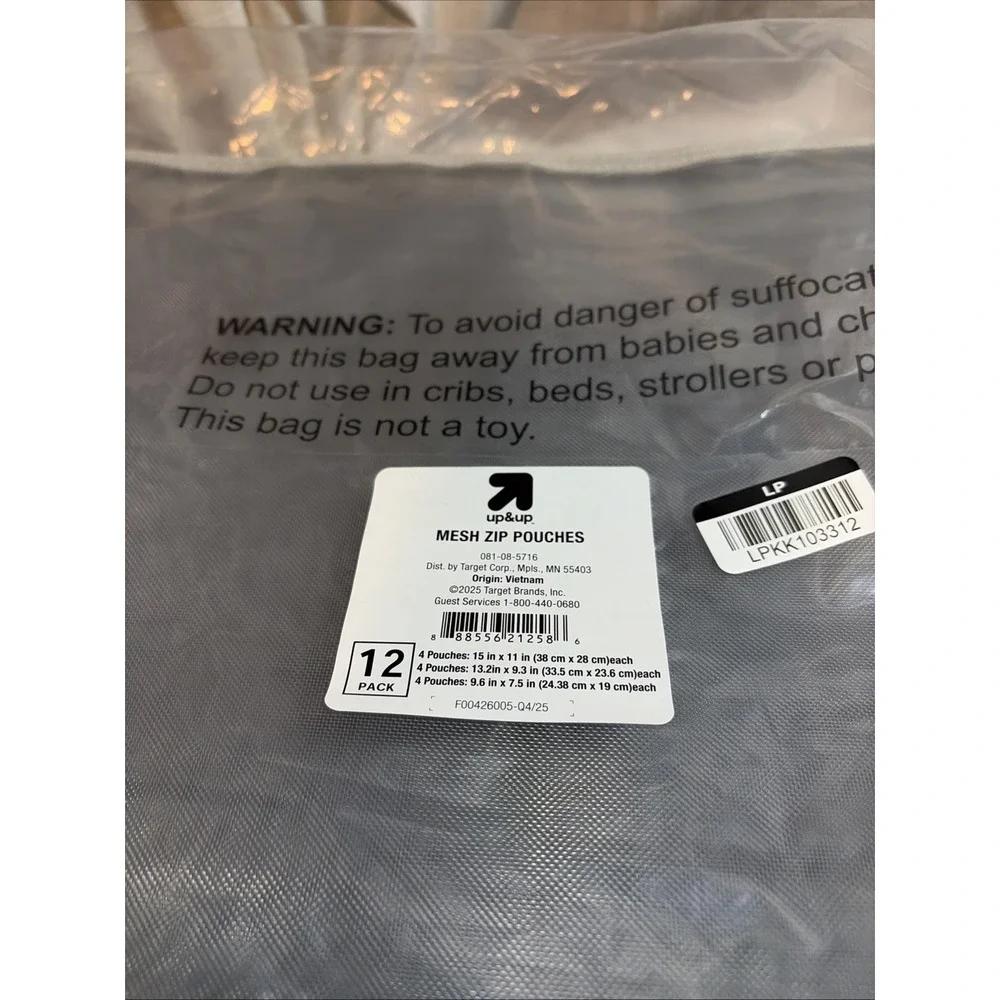 12 Pack Bulk Multipack of Mesh Pouches Gray - up&up (BRAND NEW WITH TAGS)